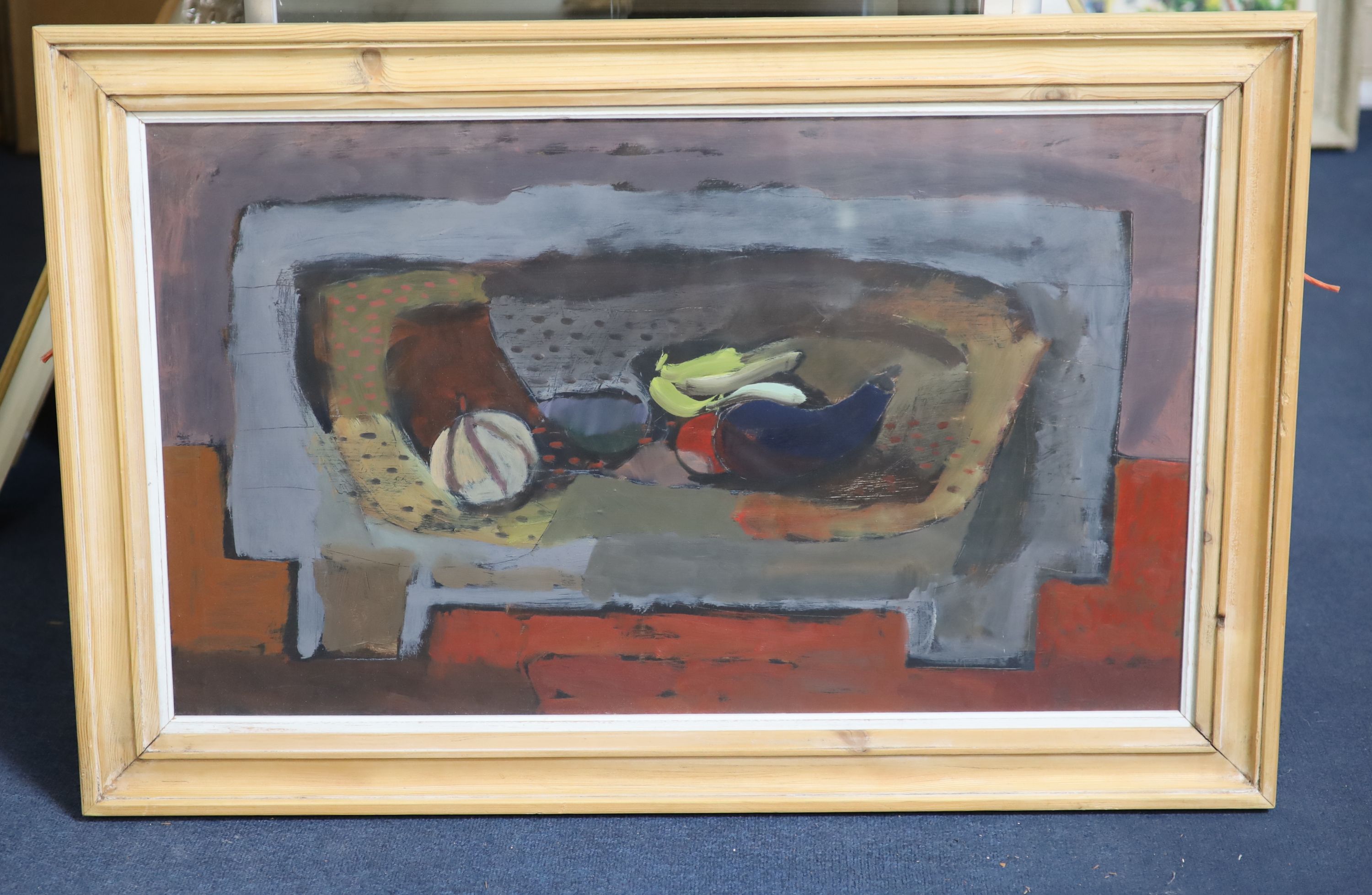 Clive Blackmore (1940-), Still life on small table 1990, oil on board, 47 x 79cm